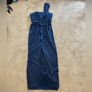BCBG One Sleeve Navy Maxidress with Slit